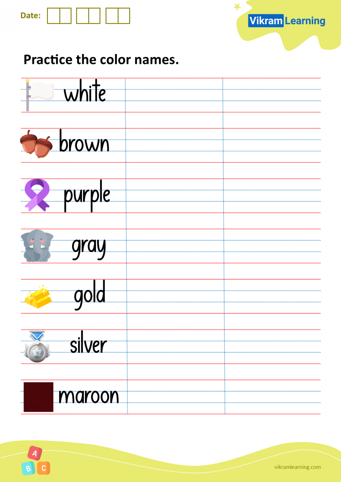 Download practice the color names worksheets  vikramlearning