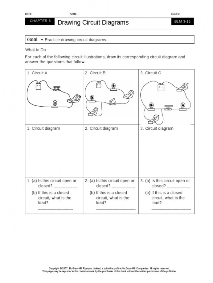 - Drawing A Circuit Diagram Worksheet  PDF