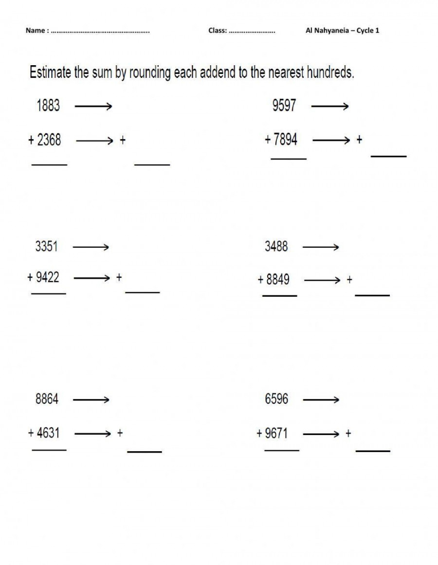 Estimating addition and subtraction worksheet  Live Worksheets