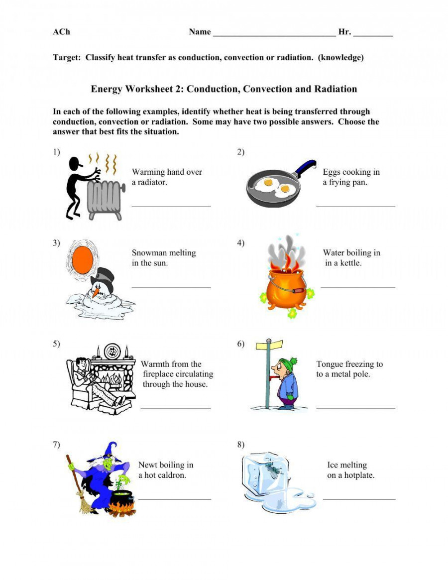 Examples of conduction convection radiation worksheet  Live