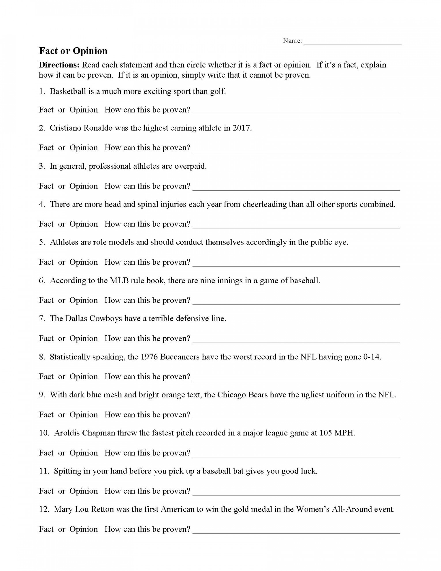 Fact and Opinion Worksheets  Reading Comprehension