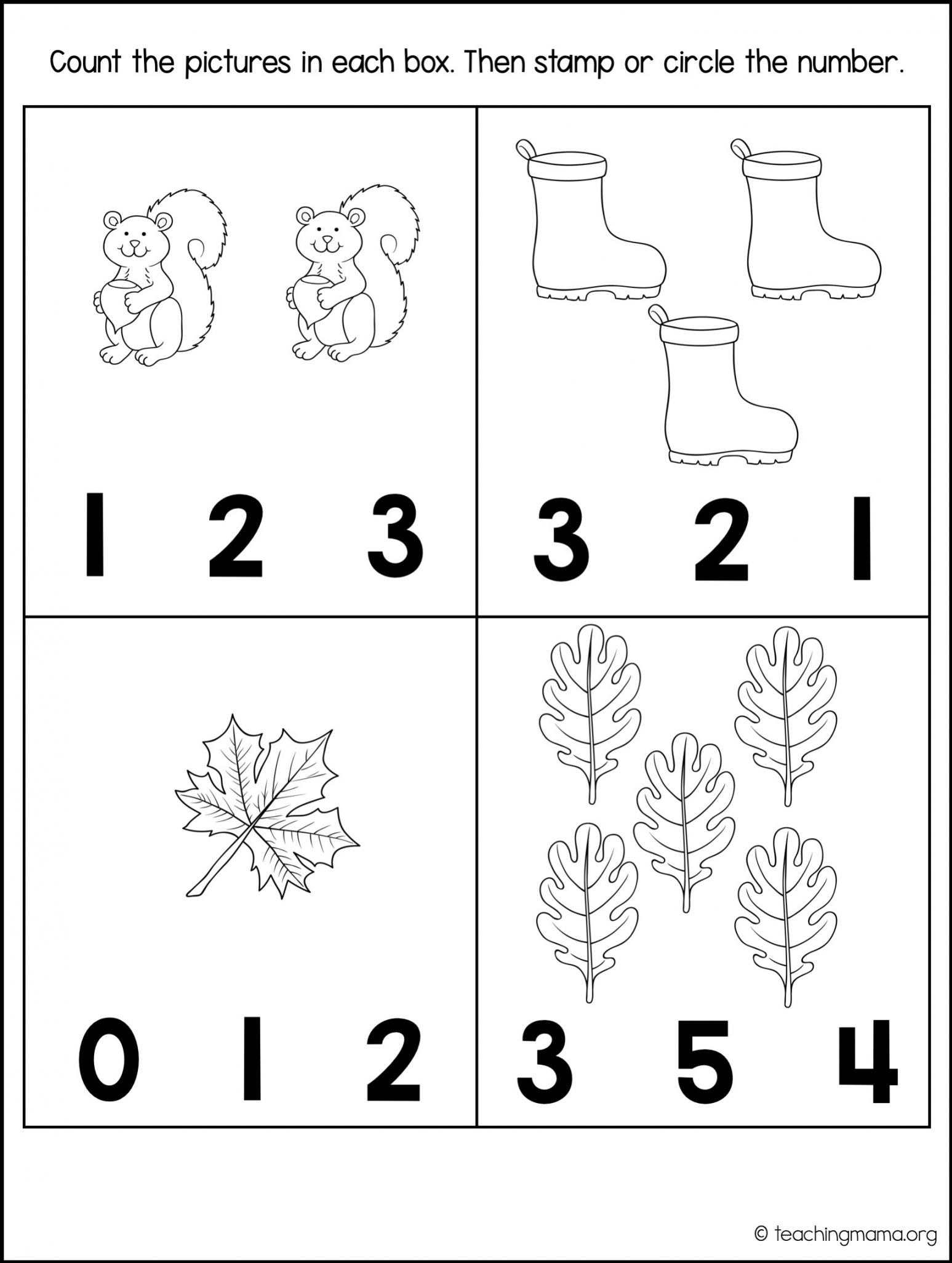 Fall Math Packet for Preschoolers