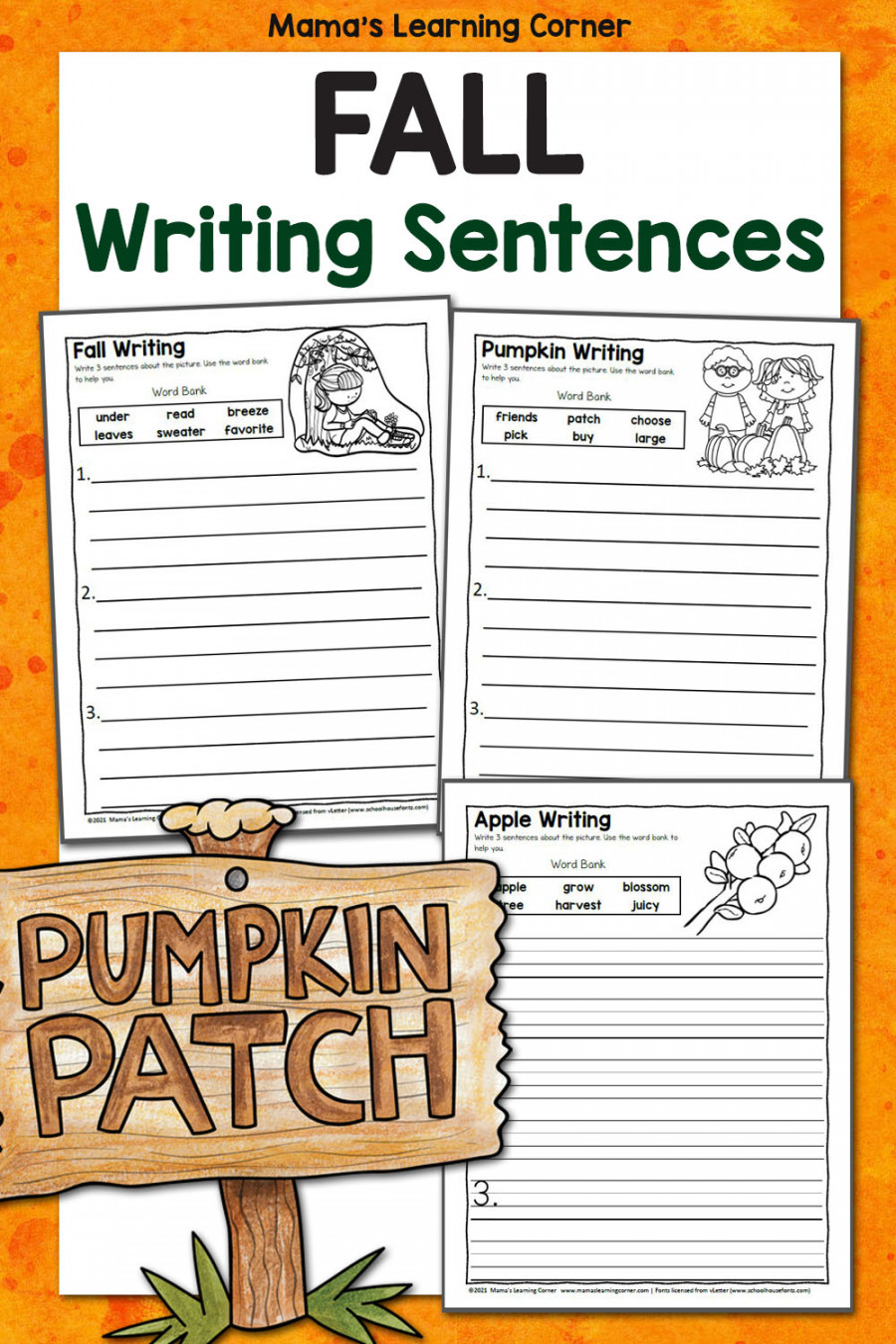 Fall Writing Sentences Worksheets - Mamas Learning Corner