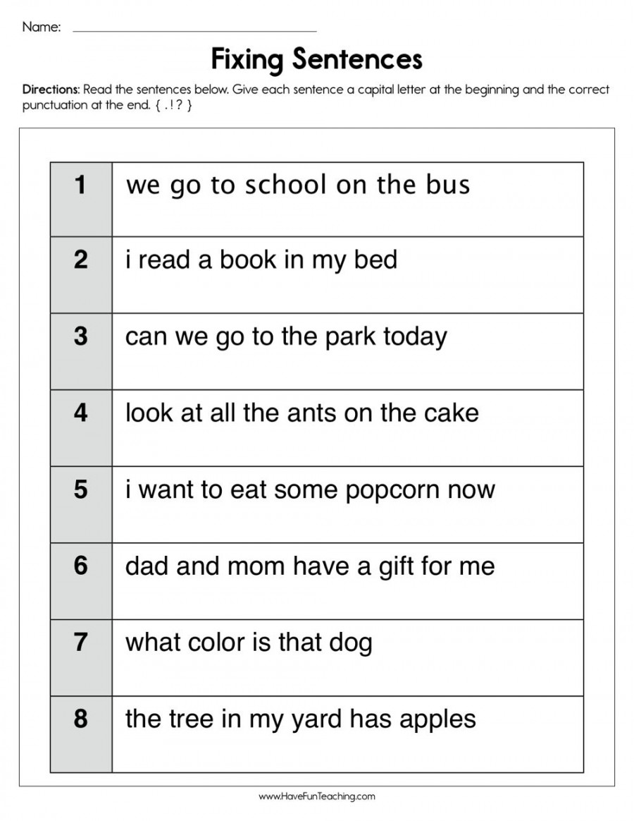 Fixing Sentences Worksheet - Have Fun Teaching
