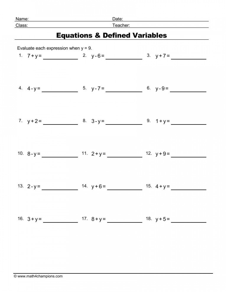 Free Algebra Worksheets pdf downloads  MATH ZONE FOR KIDS