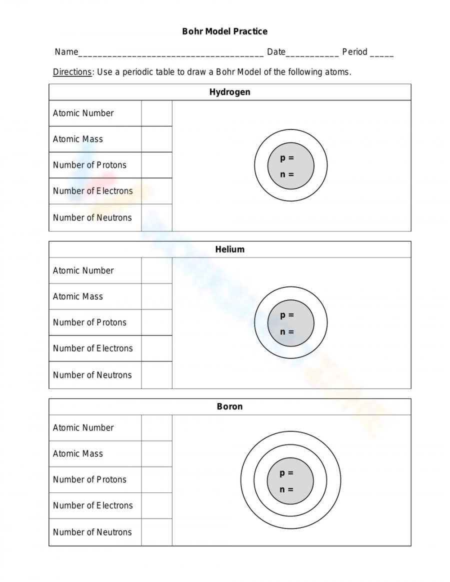 free collection of printable bohr model worksheets