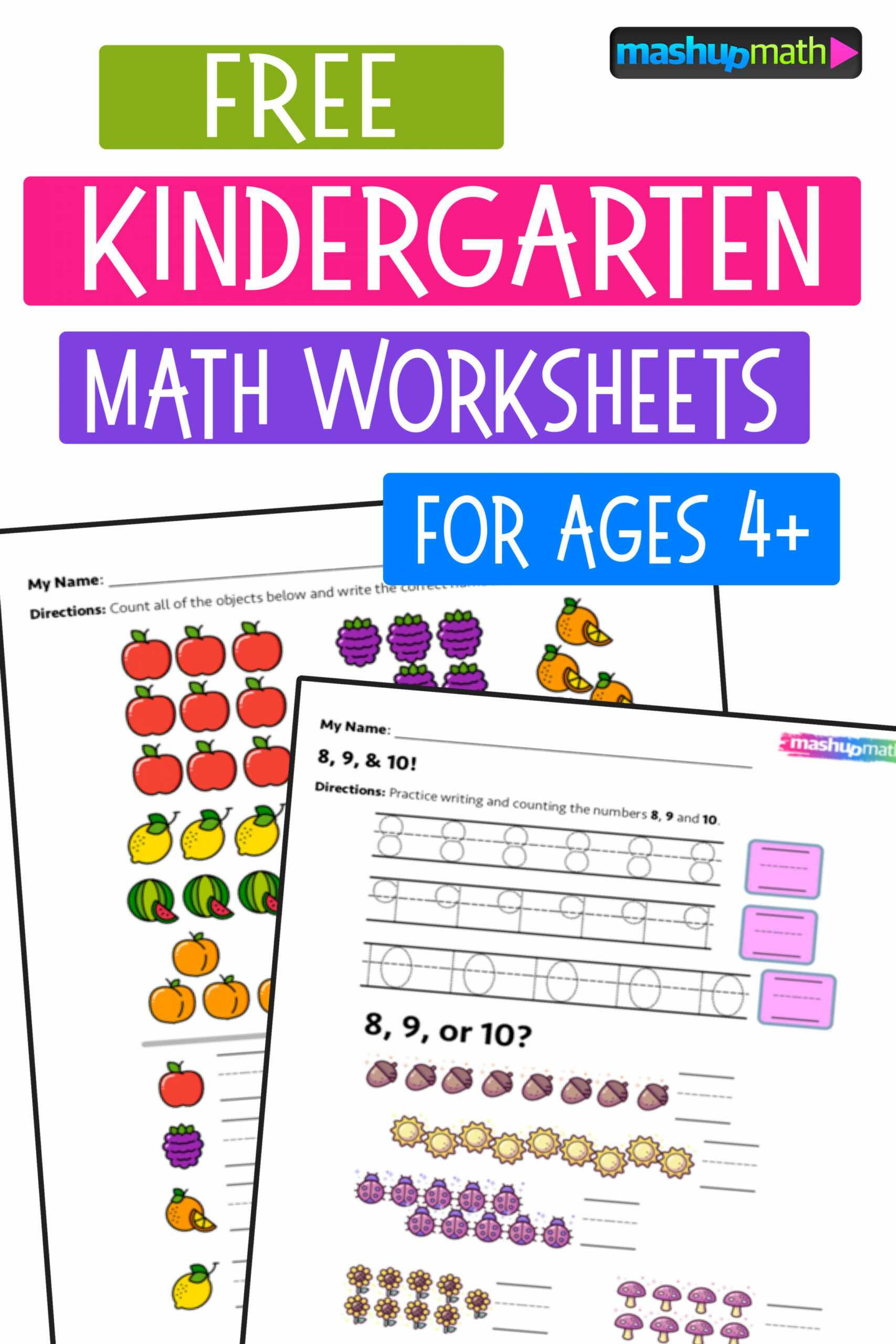 Free Kindergarten Math Worksheets (PDF Downloads) — Mashup Math
