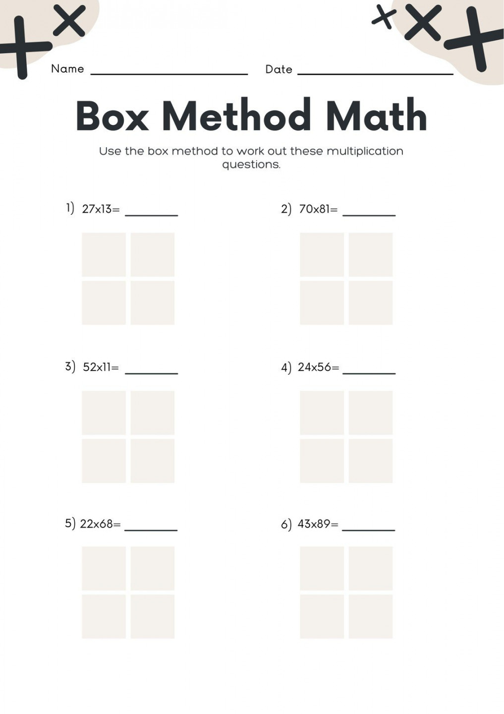 Free multiplication worksheet templates to use and print  Canva