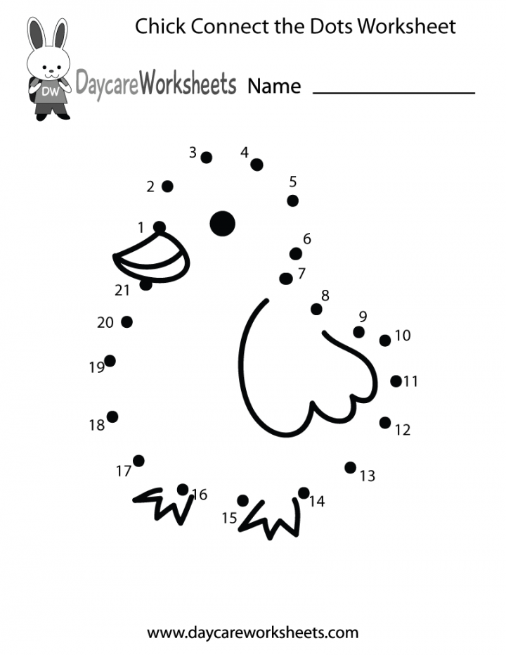 Free Preschool Chick Connect the Dots Worksheet