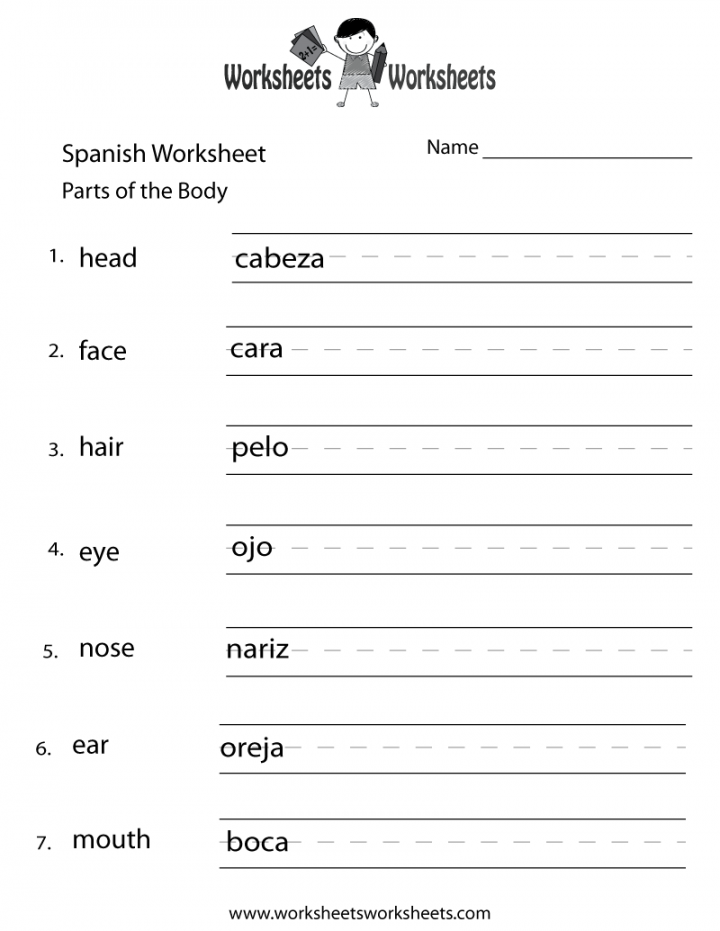 Free Printable Beginning Spanish Worksheet