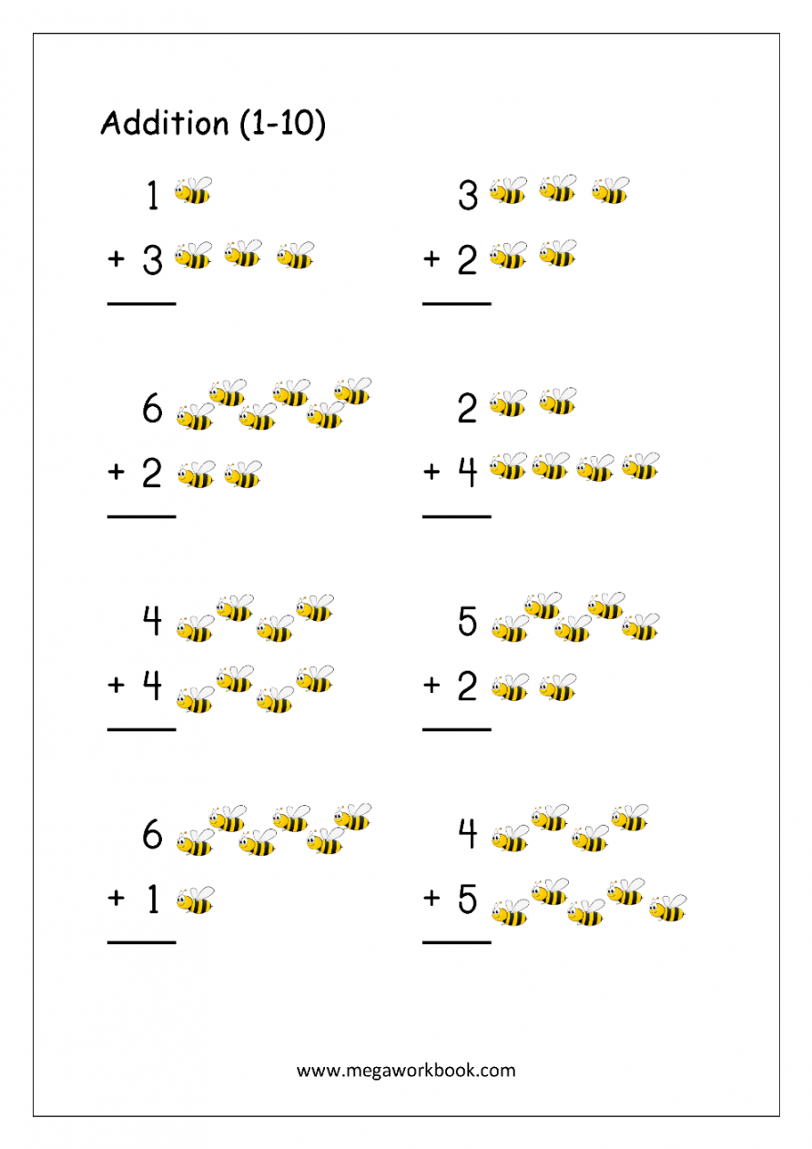 Free Printable Number Addition Worksheets (-0) For Kindergarten