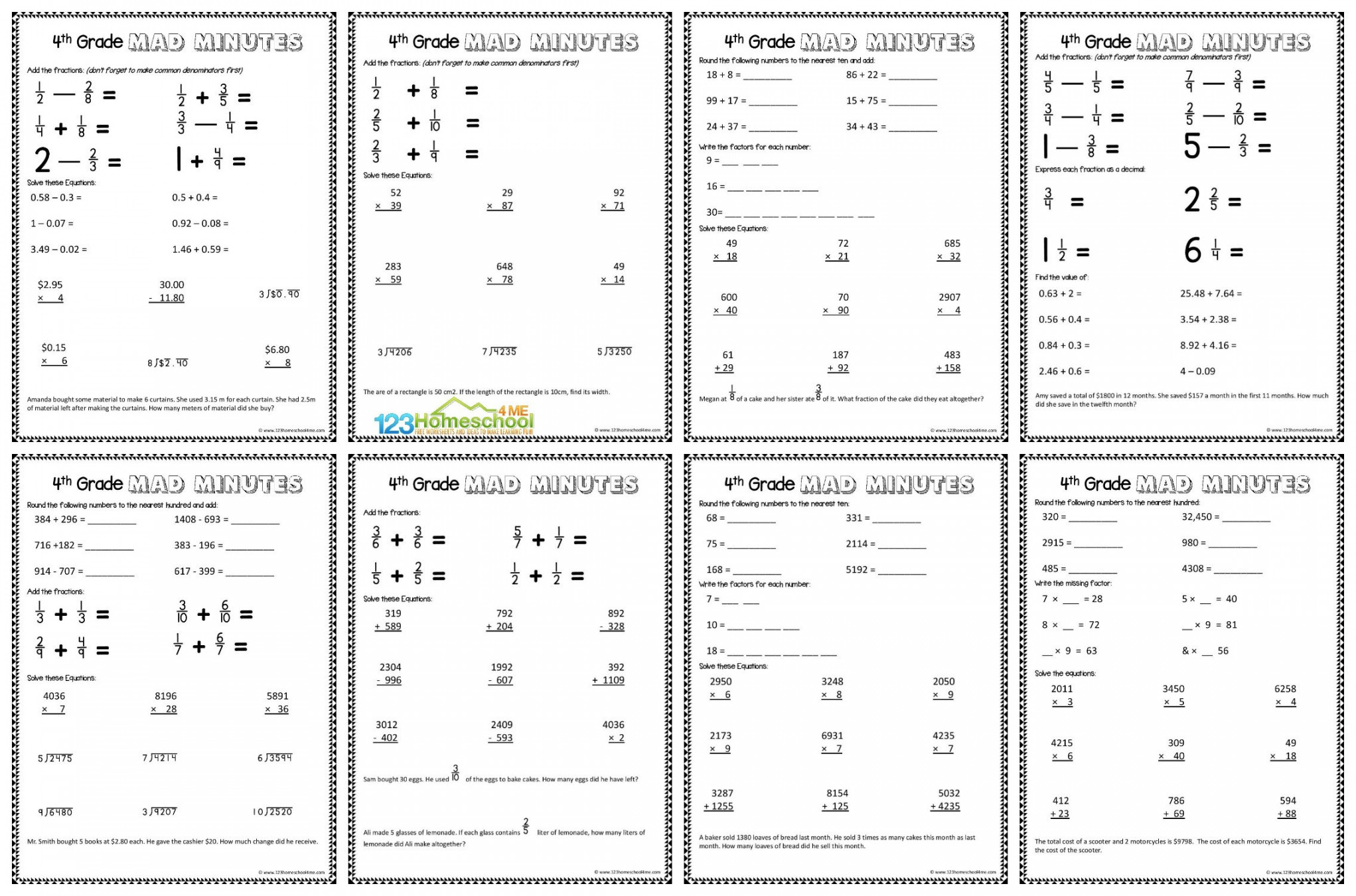 ✏️ FREE Printable th Grade Math Worksheets pdf