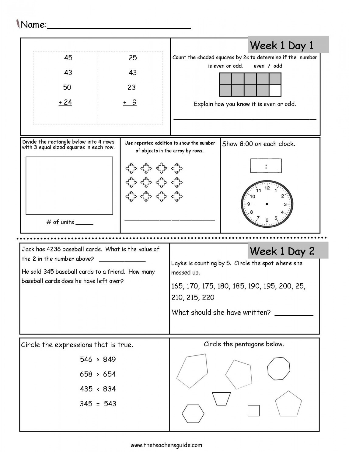 Free rd Grade Daily Math Worksheets