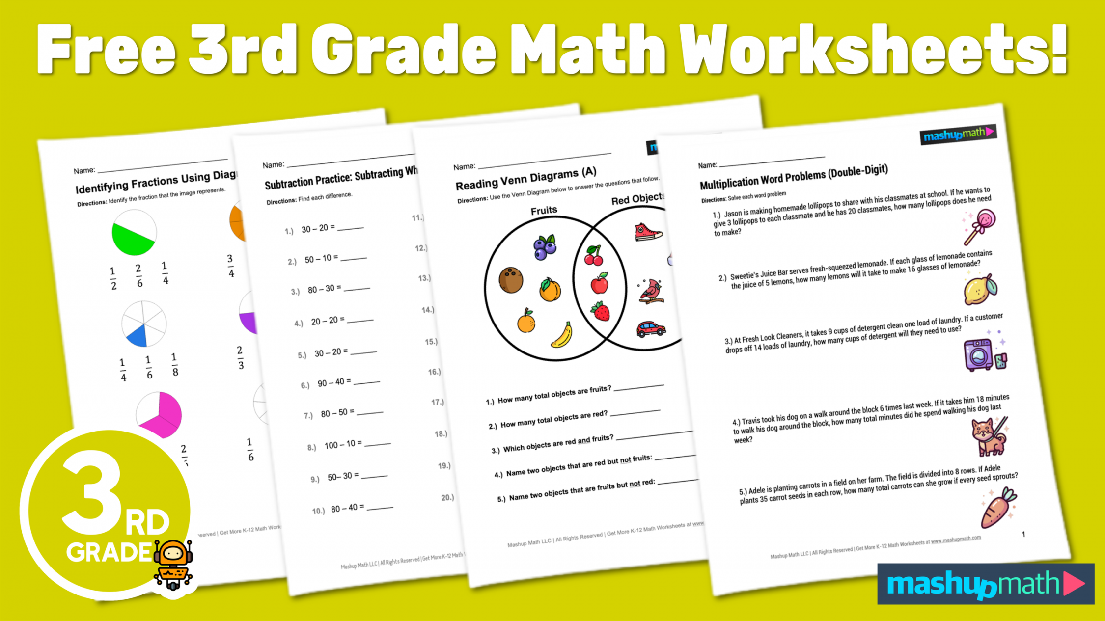 Free rd Grade Math Worksheets—Printable w/ Answers — Mashup Math