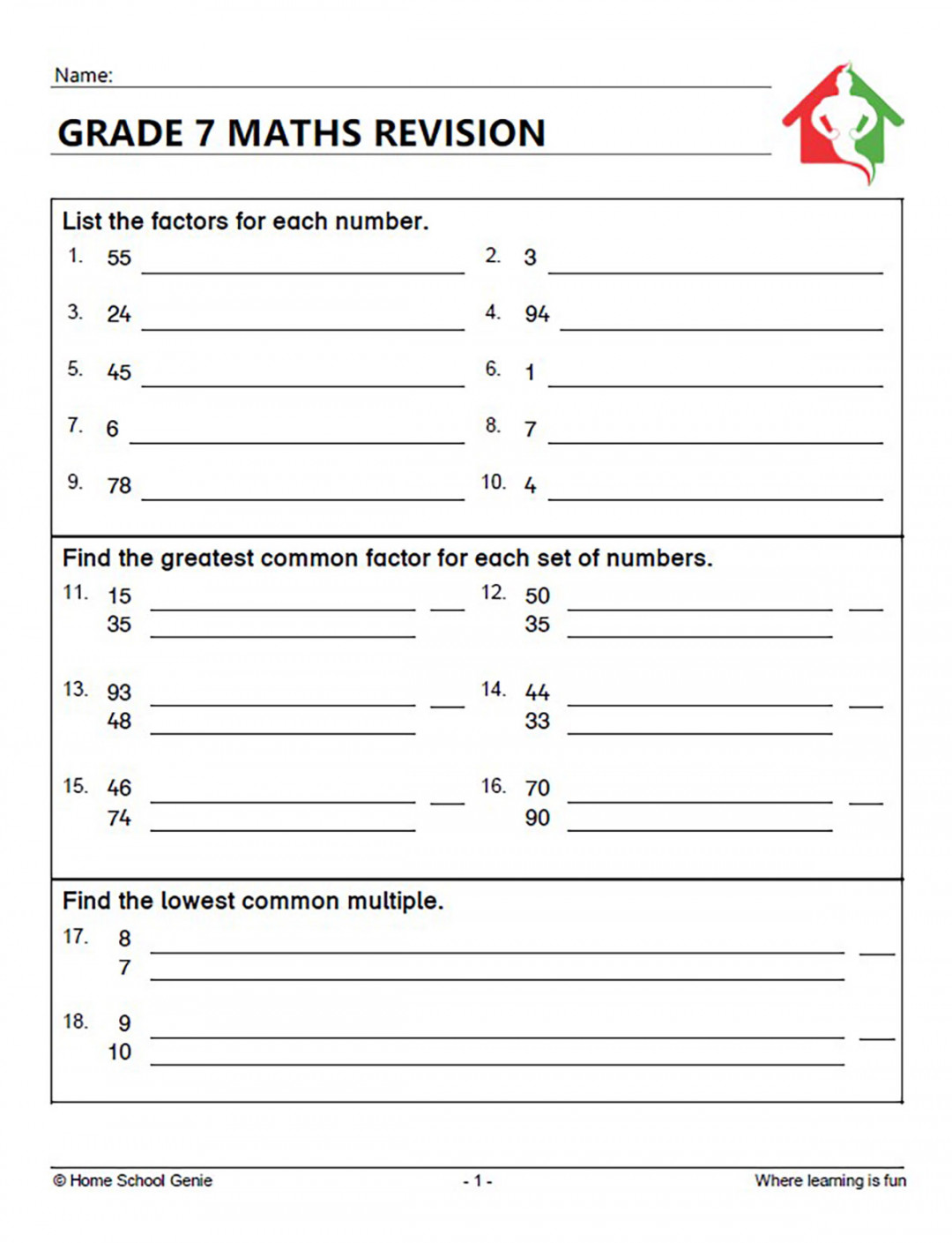 GRADE  MATHS REVISION WITH MEMO ( PAGES WORKSHEETS +  PAGES