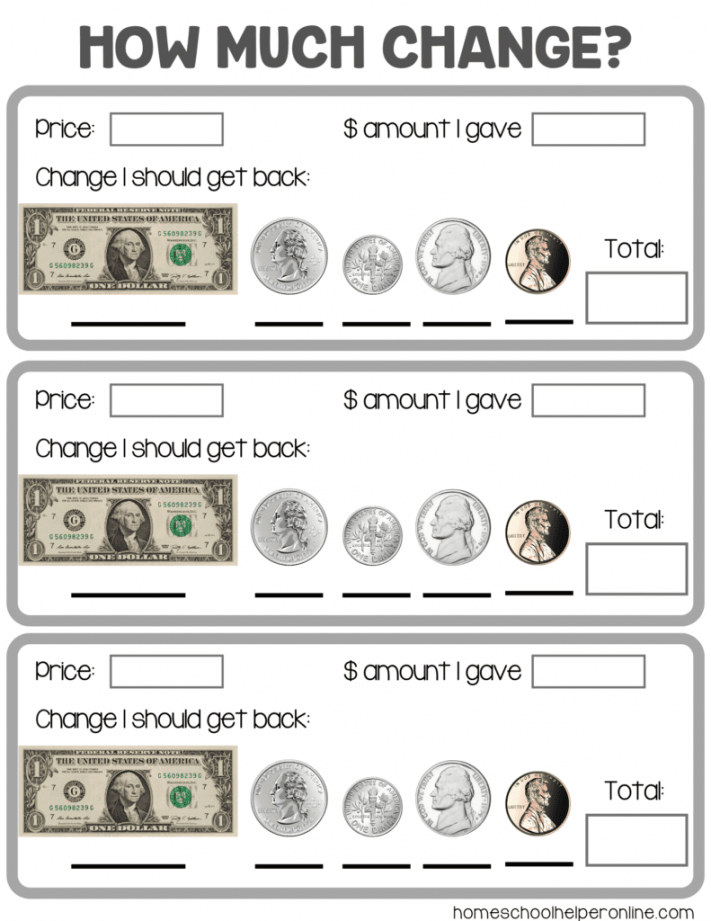 How Much Change? Money Math Worksheets for Elementary Students