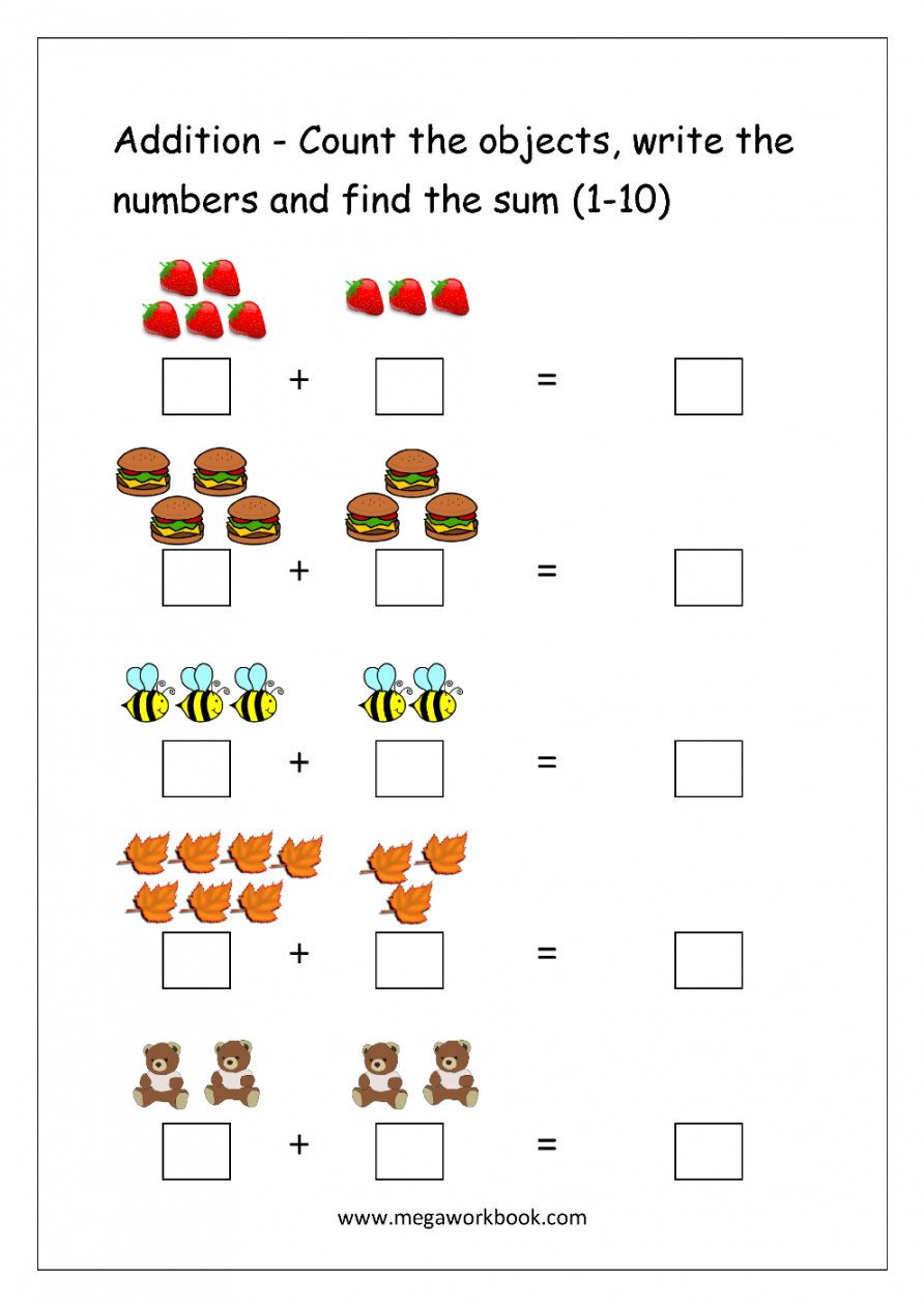 kindergarten addition worksheets - free addition worksheets for