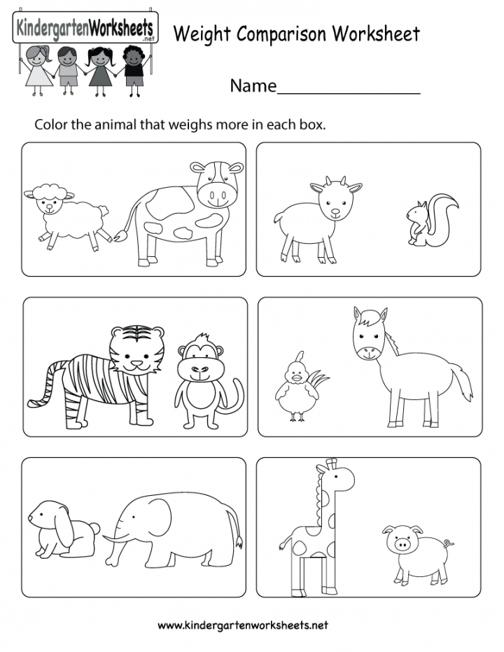 Kindergarten Weight Comparison Worksheet Printable  Kindergarten