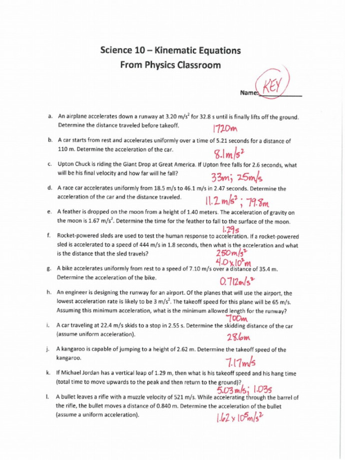 Kinematics Answers  PDF