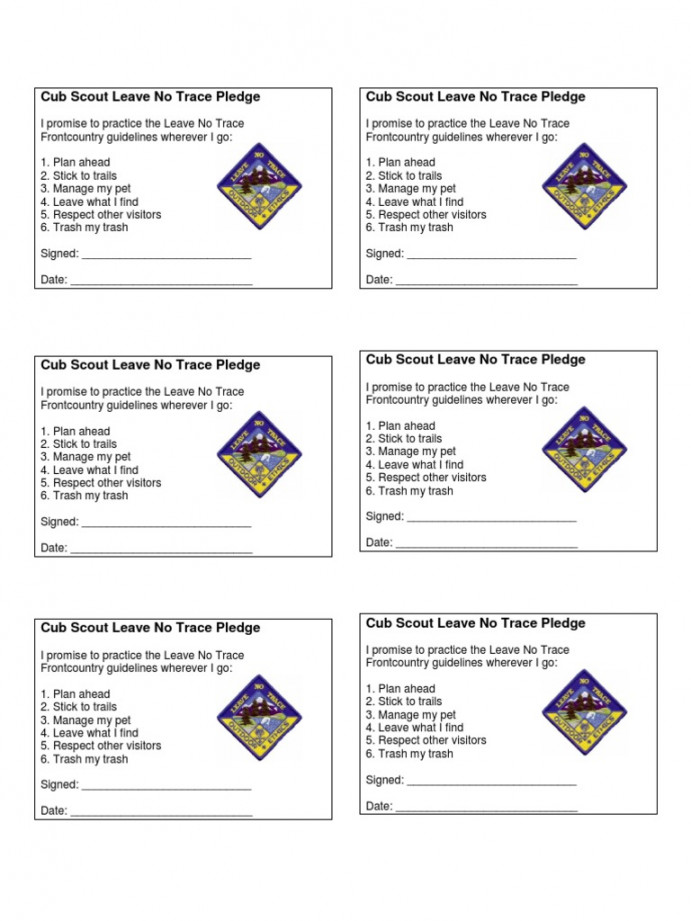 Leave No Trace Pledge Card  PDF  Social Movements  Scouting And