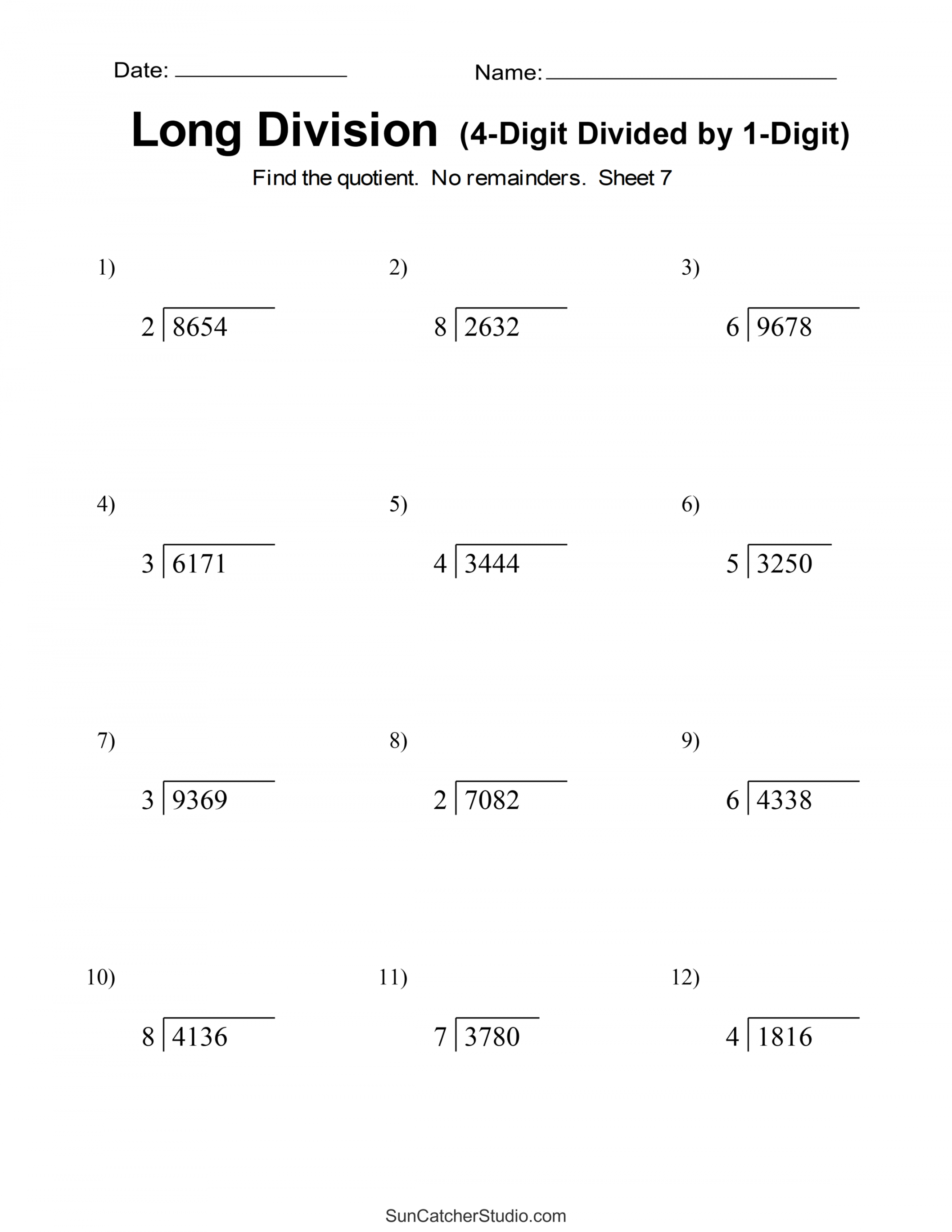Long Division Worksheets & Problems (Free Printable Math Drills