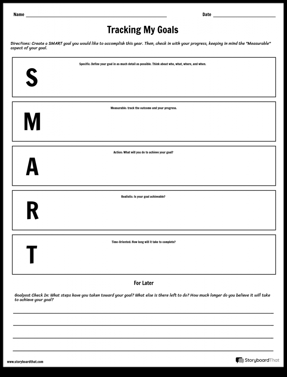 Making SMART Goals  Goal Setting Worksheet