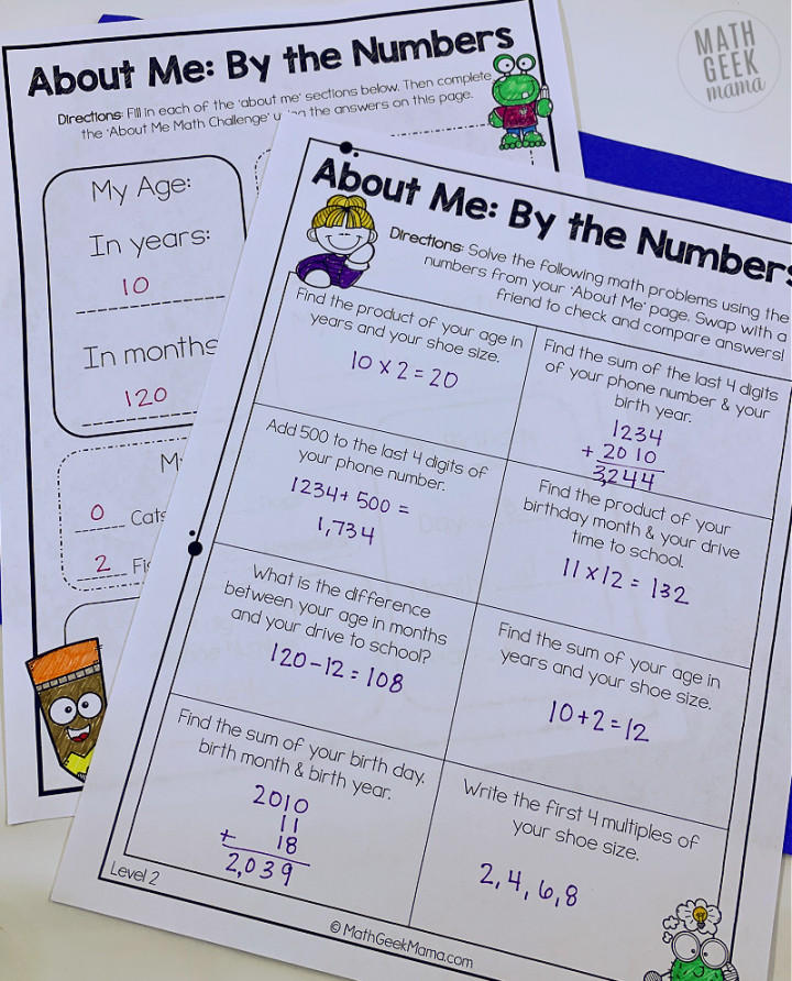 Math About Me: By the Numbers  Math Geek Mama