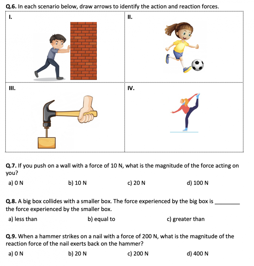 newton s third law of motion worksheet printable and distance
