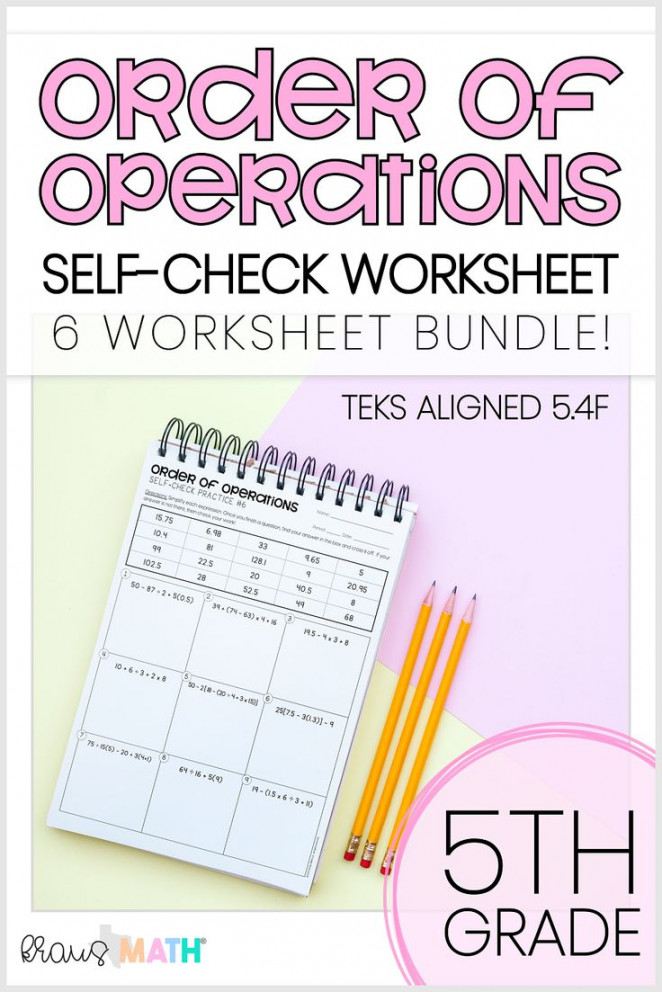 Order of Operations SELF-CHECK Worksheets  TEKS