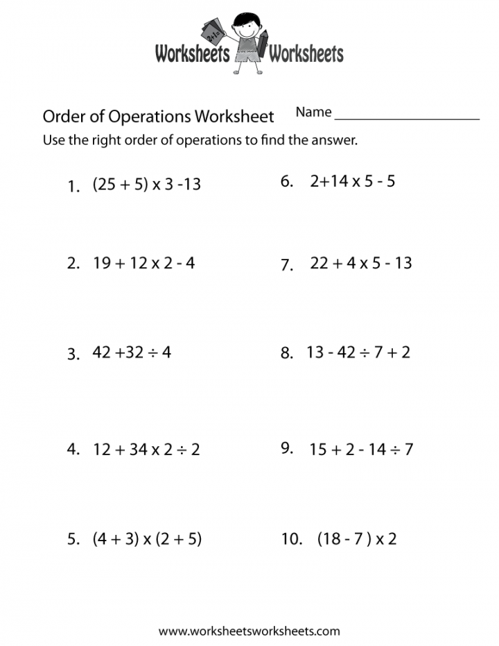 order of operations worksheet  Order of Operations Worksheets