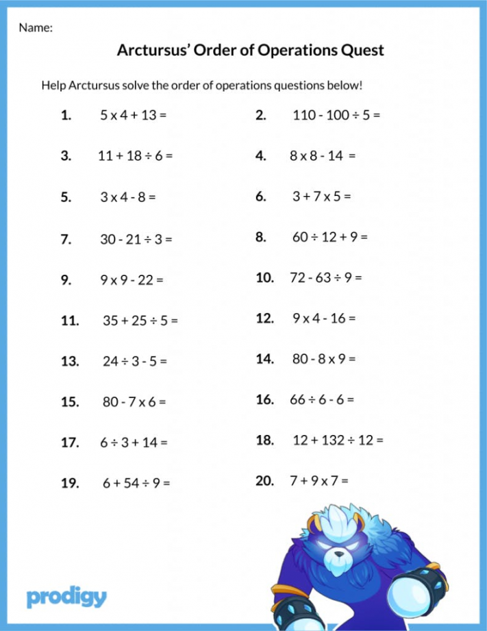 Order of Operations Worksheet:  Resources For Your Class