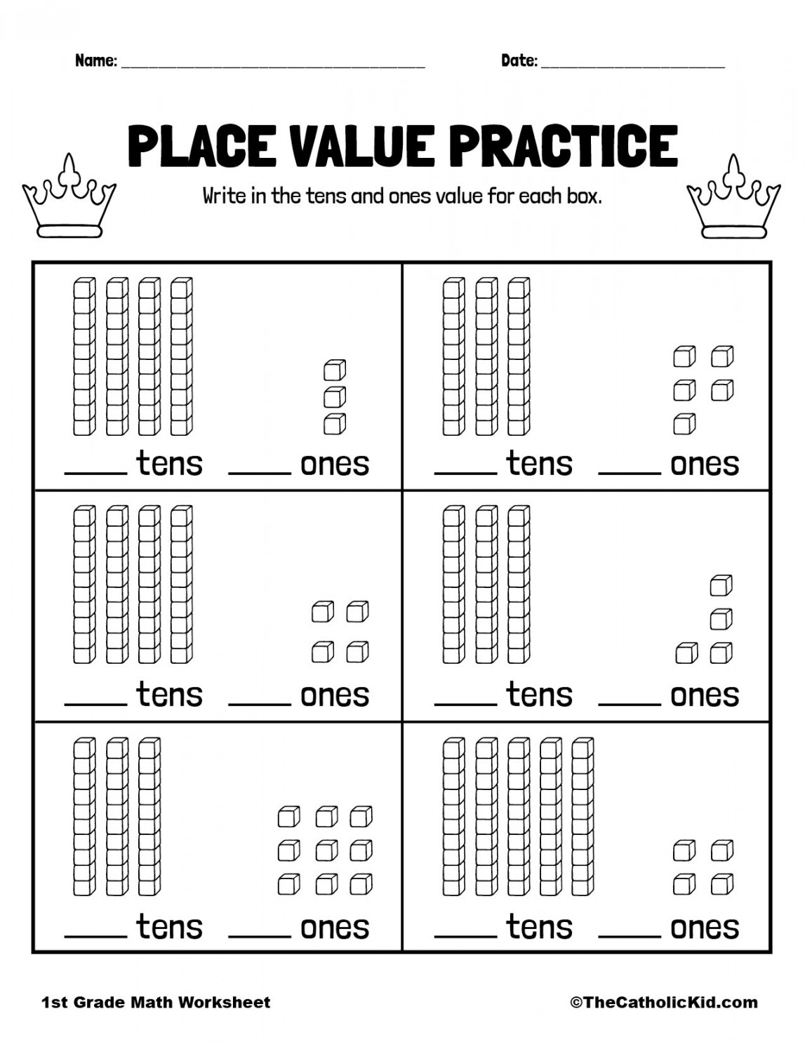 Place Value Worksheet st Grade Math - TheCatholicKid