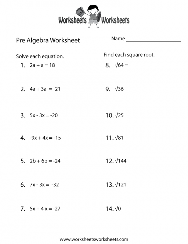 Pre-Algebra Practice Worksheet  Worksheets Worksheets