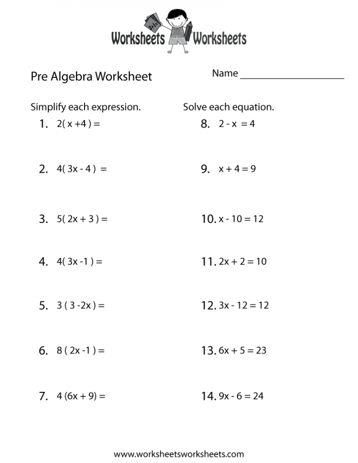 Pre-Algebra Review Worksheet  Worksheets Worksheets