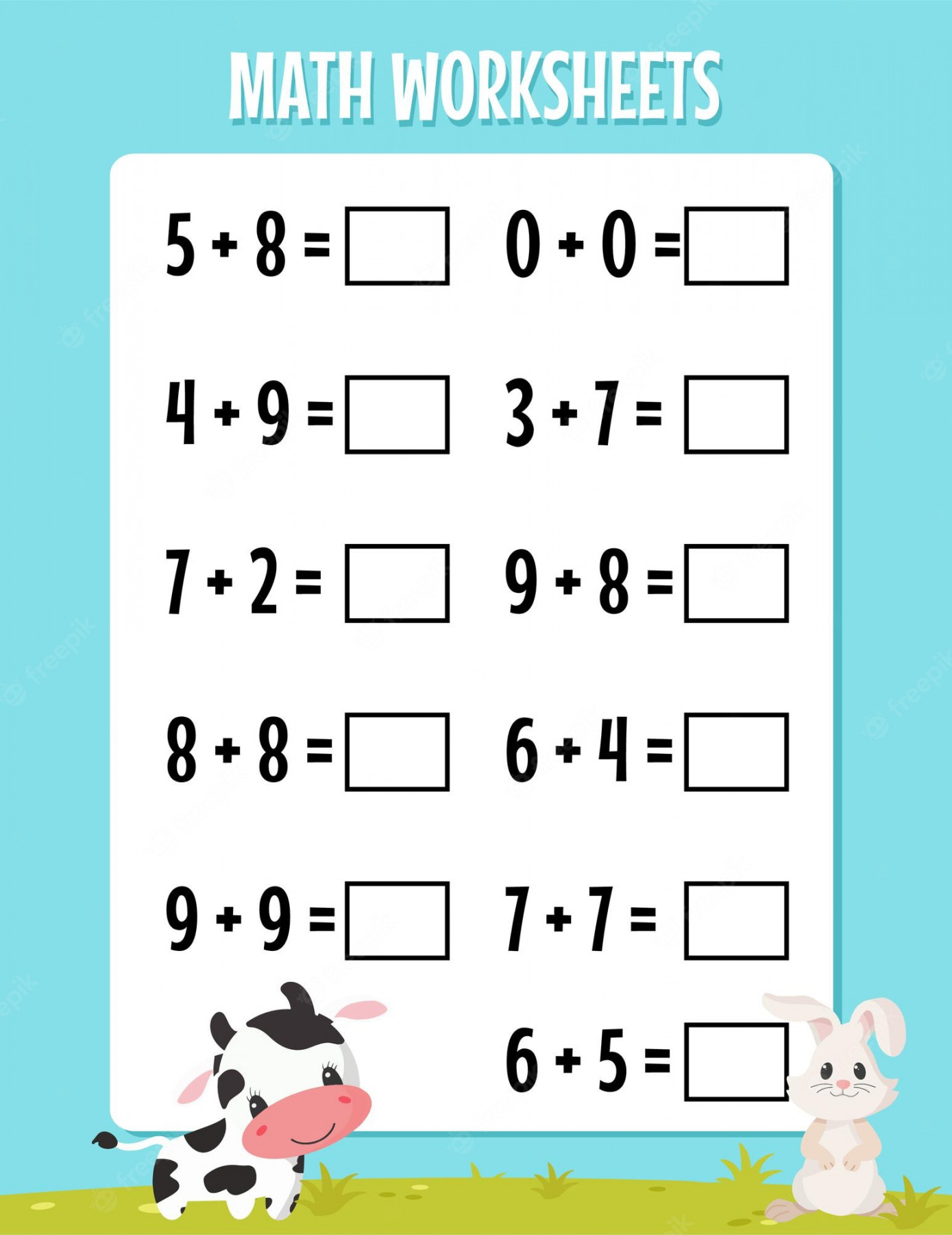 Premium Vector  Math addition for kindergarten worksheet