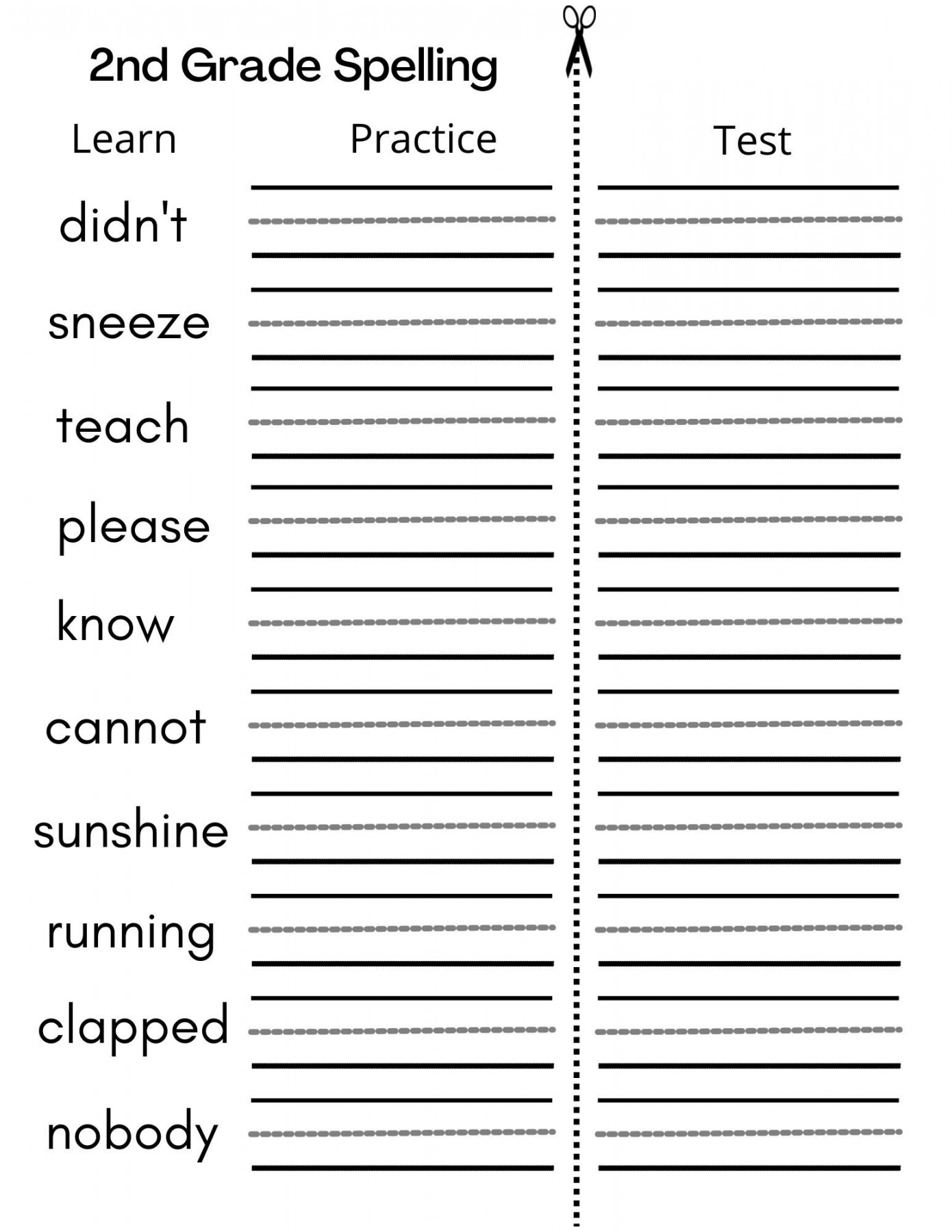 Printable Second Grade Writing Spelling Worksheets - Etsy