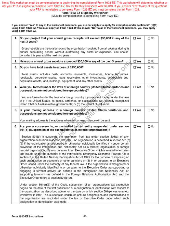 PTA Eligibility Worksheet for Form -EZ Completion  DocHub