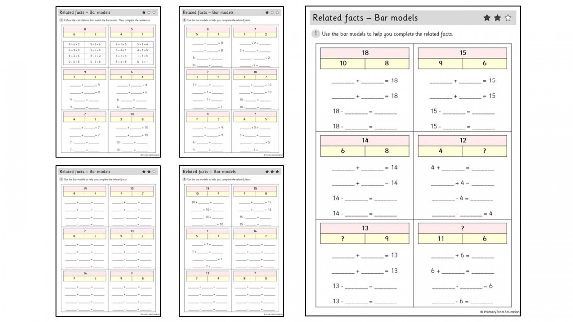 Related facts - Bar models (within )  Worksheets – Primary
