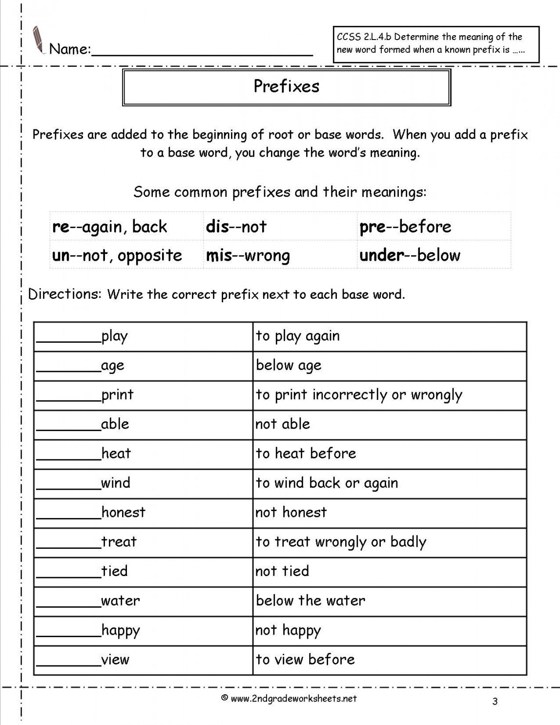 second grade prefixes worksheets suffixes worksheets
