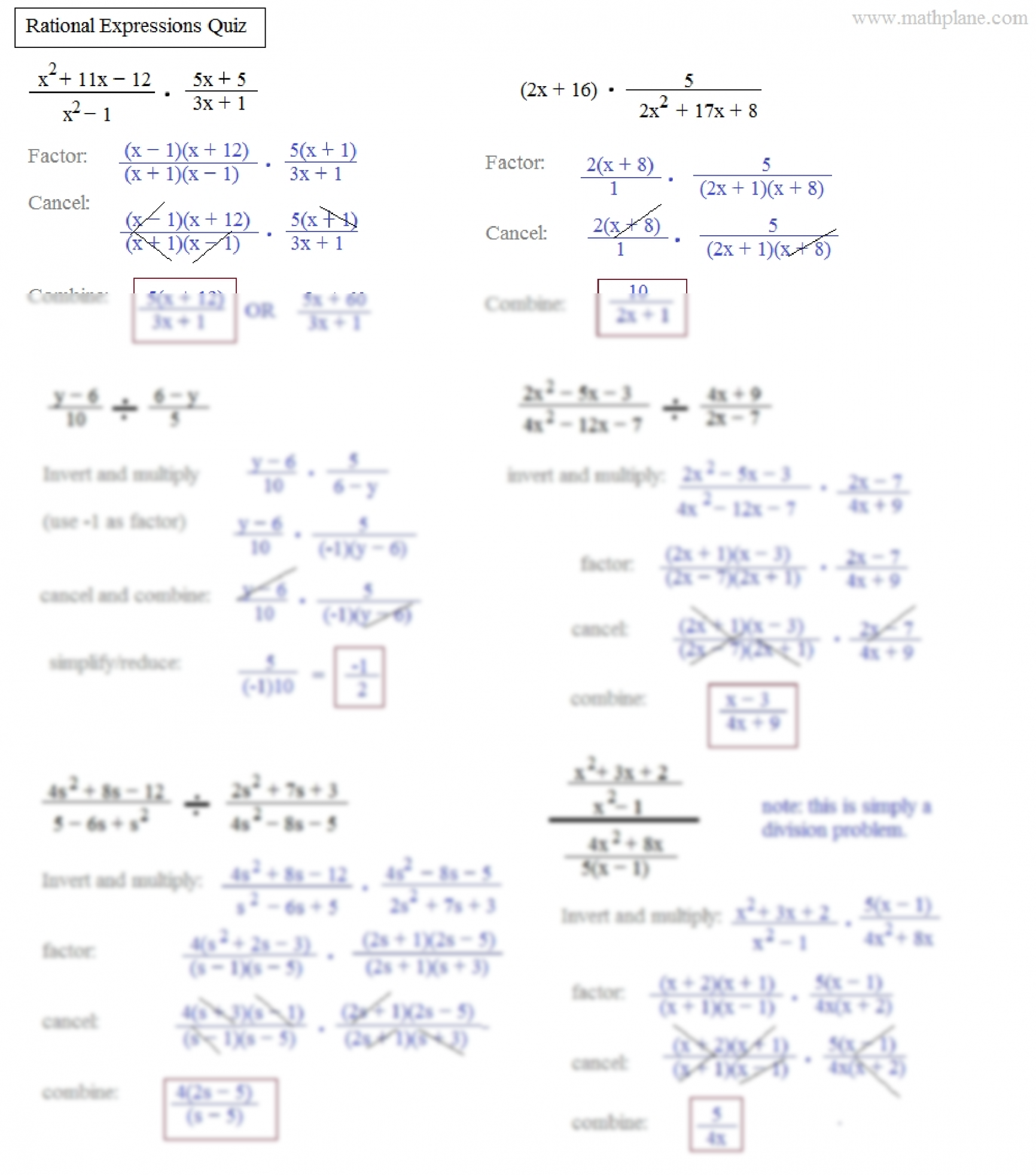SOLUTION: Simplifying rational expressions worksheet algebra