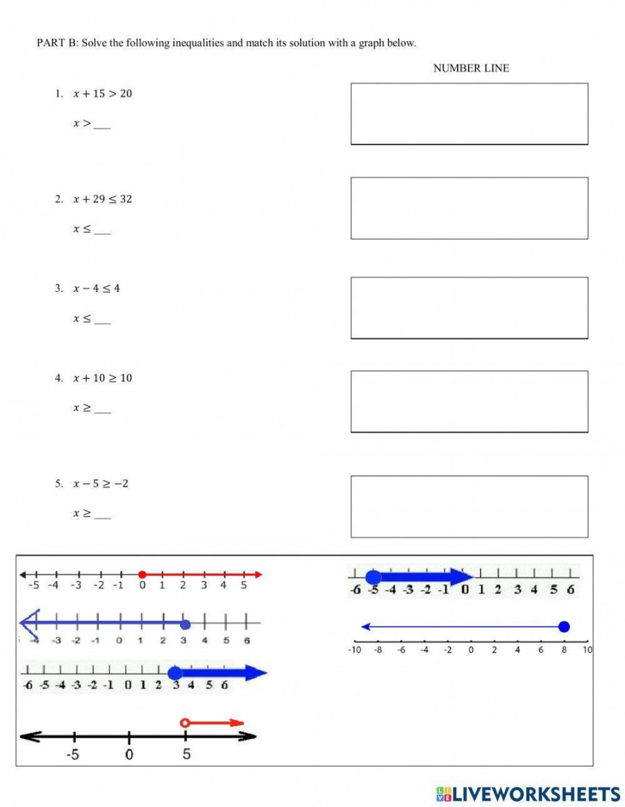 Solving and Graphing Inequalities worksheet  Live Worksheets