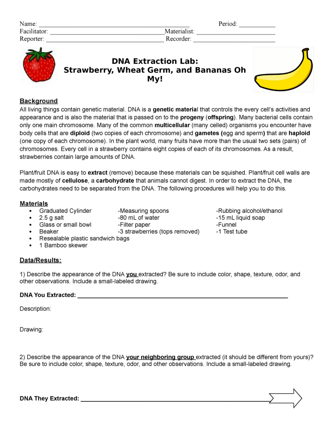Strawberry DNA Extraction Lab Revised - Facilitator: : - Studocu
