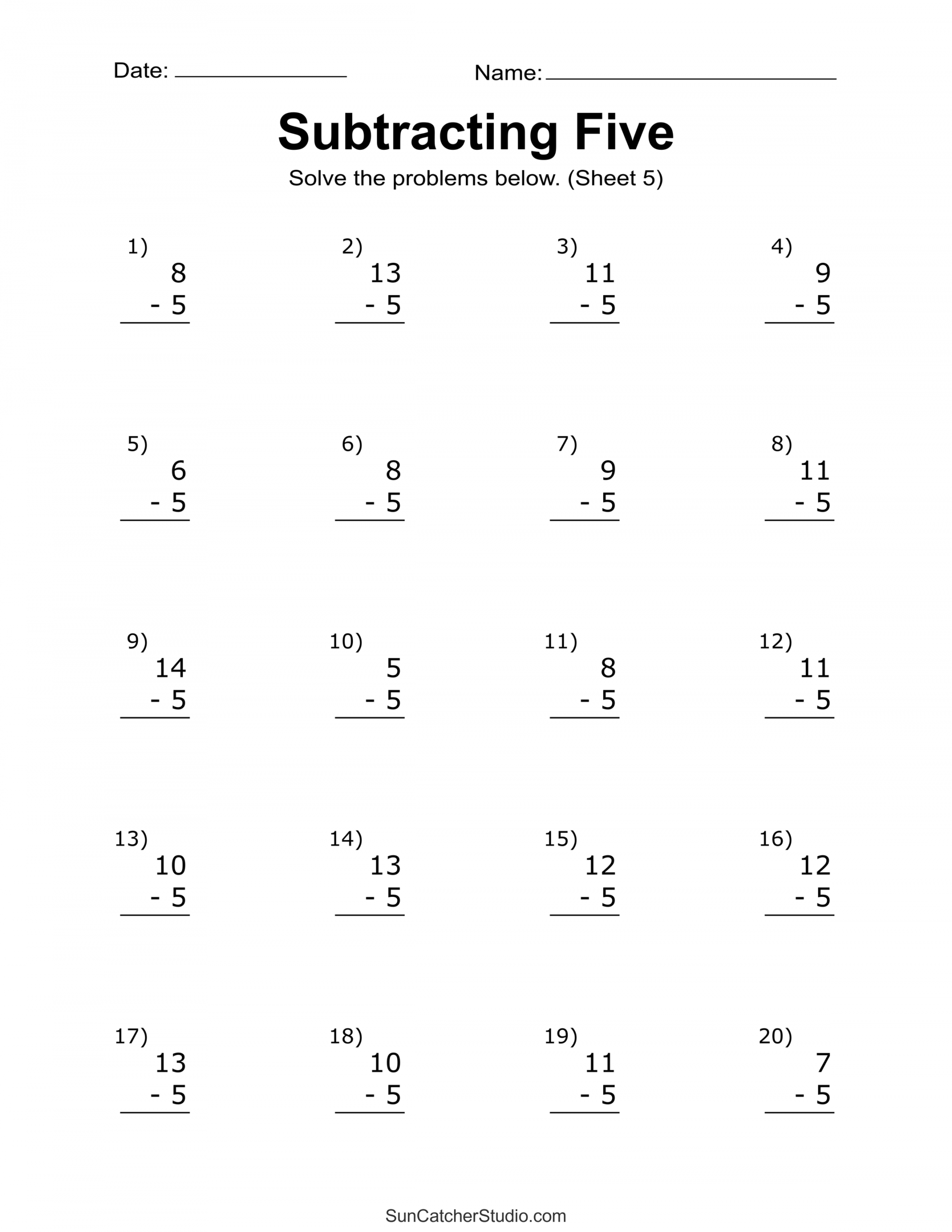 Subtraction Worksheets (Free Printable Math Drills) – DIY Projects