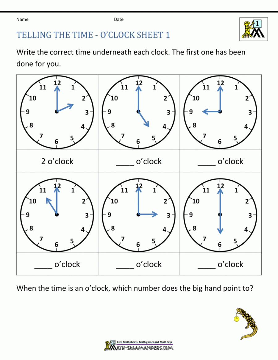 Telling Time Worksheets - O
