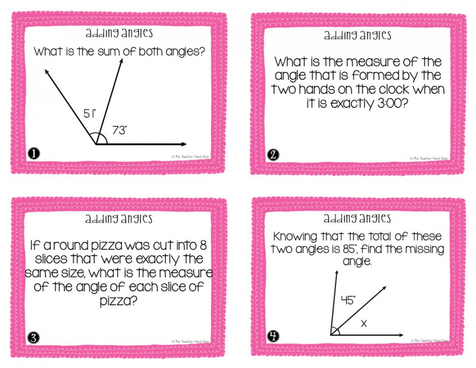 th Grade Adding Angles Task Cards  Adding Angles Math Center