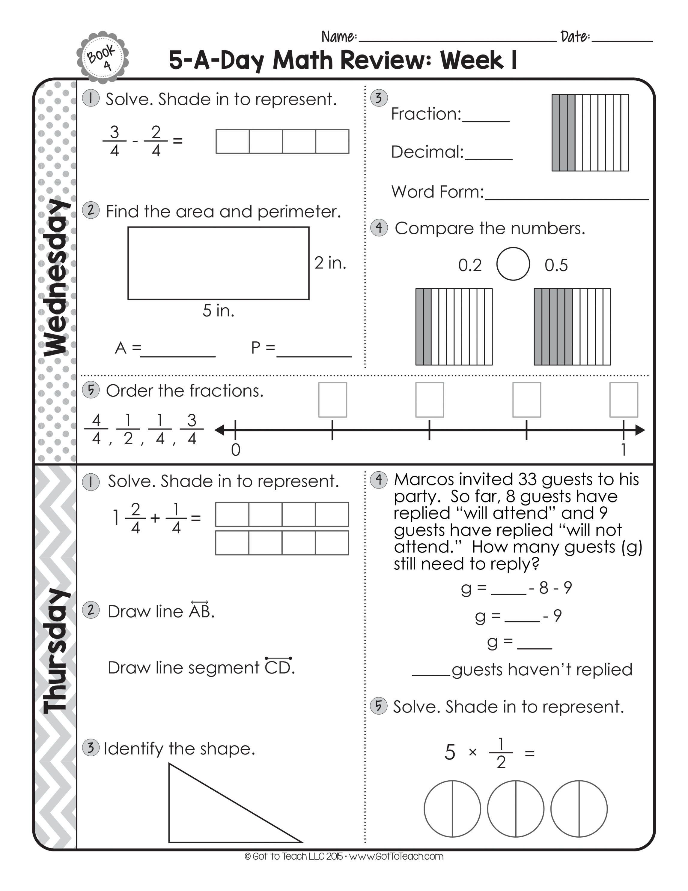 th Grade Daily Math Spiral Review