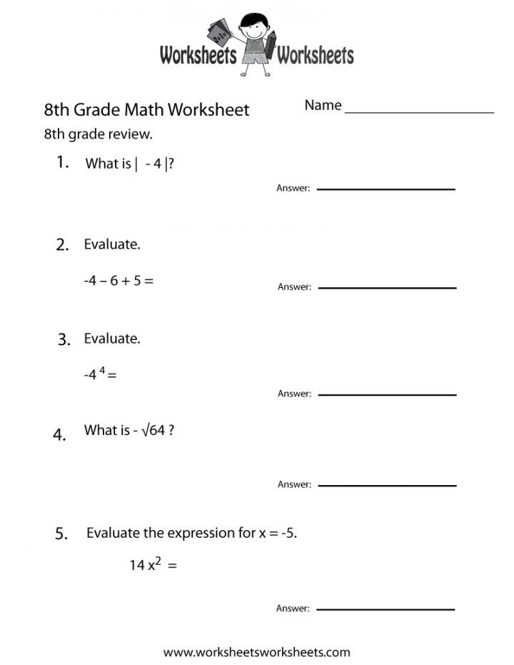 th Grade Math Review Worksheet  Worksheets Worksheets
