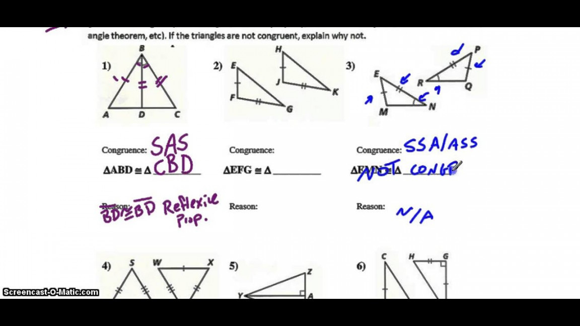Triangle Congruence, Tier : Triangle Congruence Worksheet