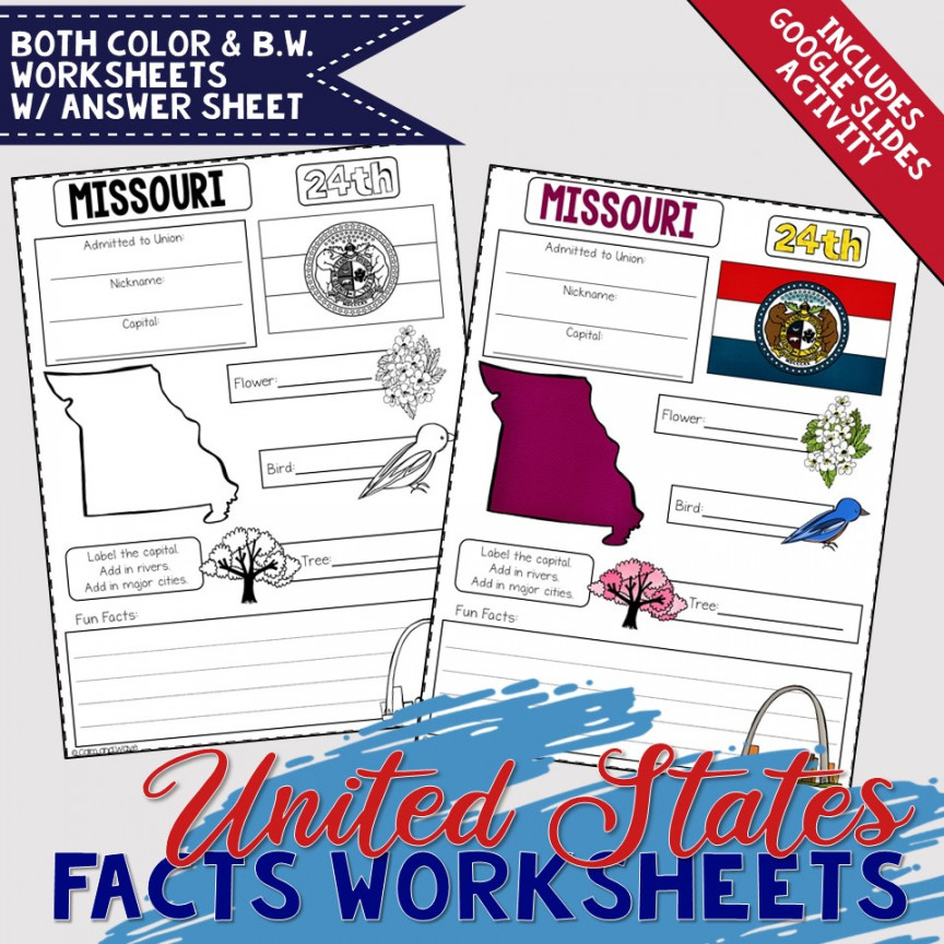 United States Facts Worksheets and Printables  Homeschool