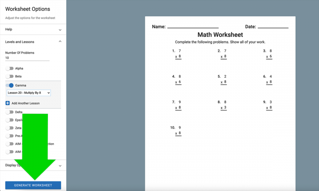 Using the Worksheet Generator - Demme Learning